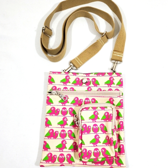 Birds Crossbody Handbag Purse Sm Canvas Wabisuke - Picture 1 of 11